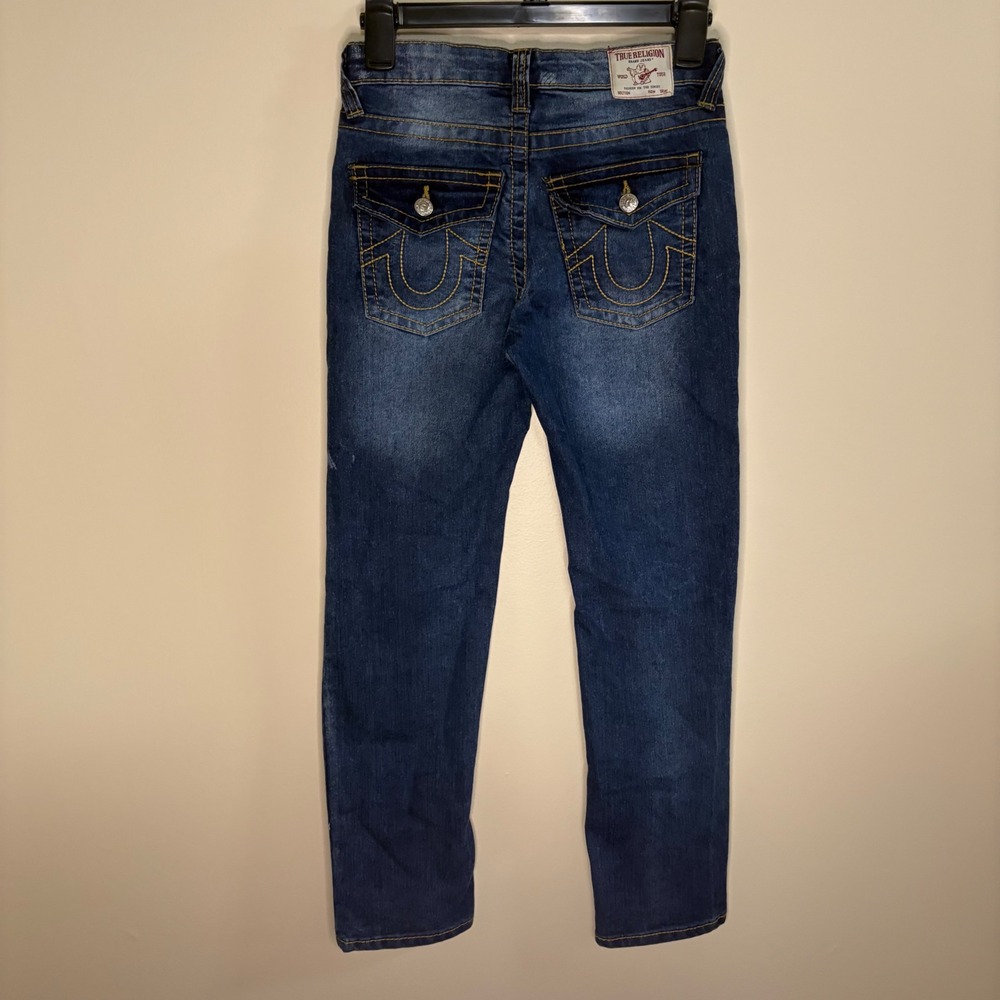 True Religion Jeans Women's 10/26'' Blue Geno Relaxed Slim Distressed BNWT